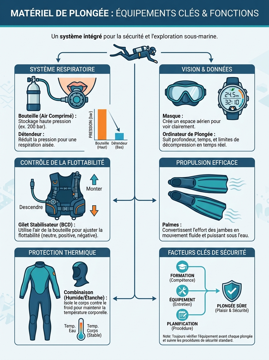 Infographie matériel de plongée