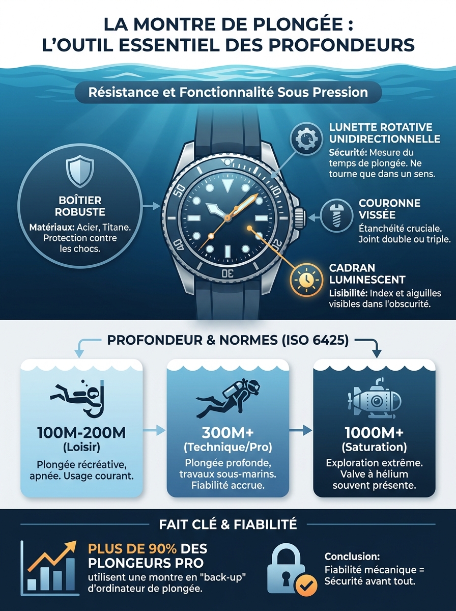 Infographie montre de plongée